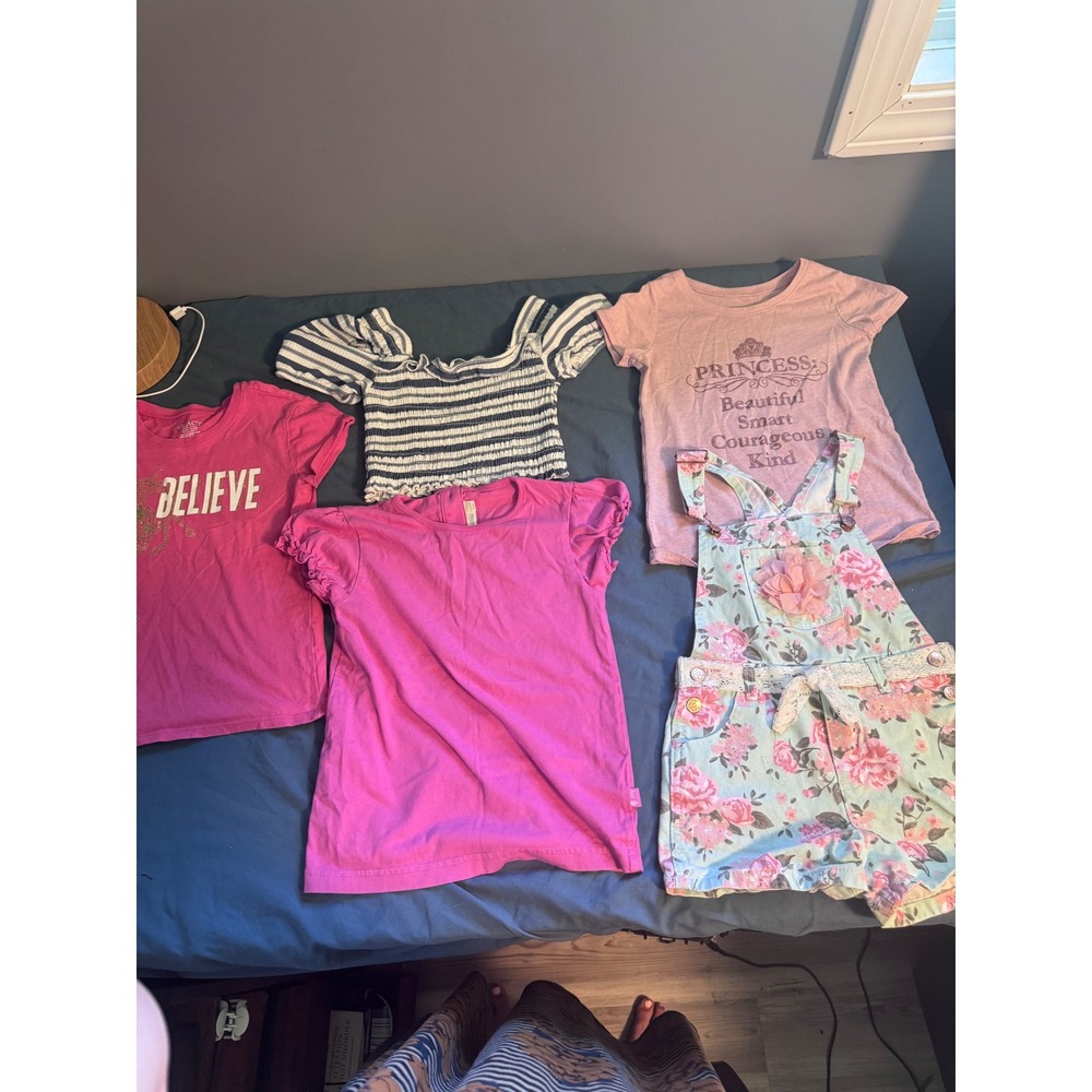Girls 5pc Summer Bundle The Childrens Place JoJo Maman Bebe Floral Overalls 5-6